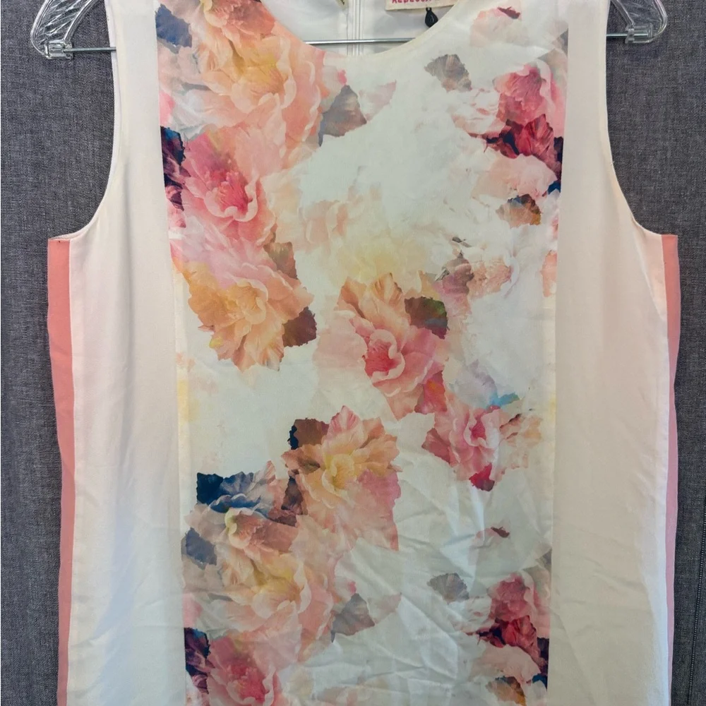 Rebecca Taylor Enchanted Gardens Pink Shift Tank Drop Waist Silk Dress Size 4 - Picture 3 of 9